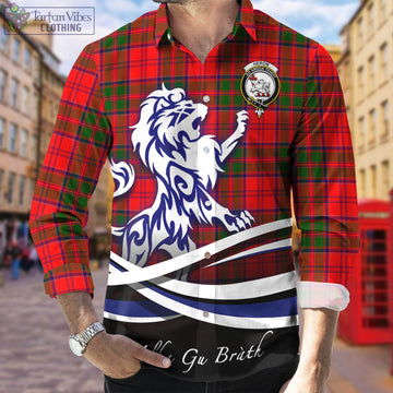 Heron Tartan Long Sleeve Button Up Shirt with Alba Gu Brath Regal Lion Emblem