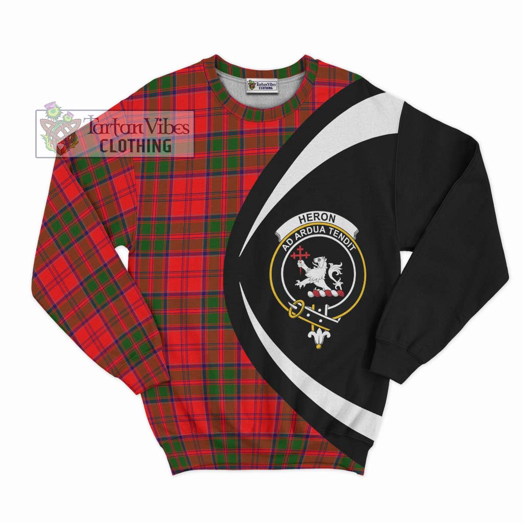 Heron Tartan Sweatshirt with Family Crest Circle Style Unisex - Tartan Vibes Clothing