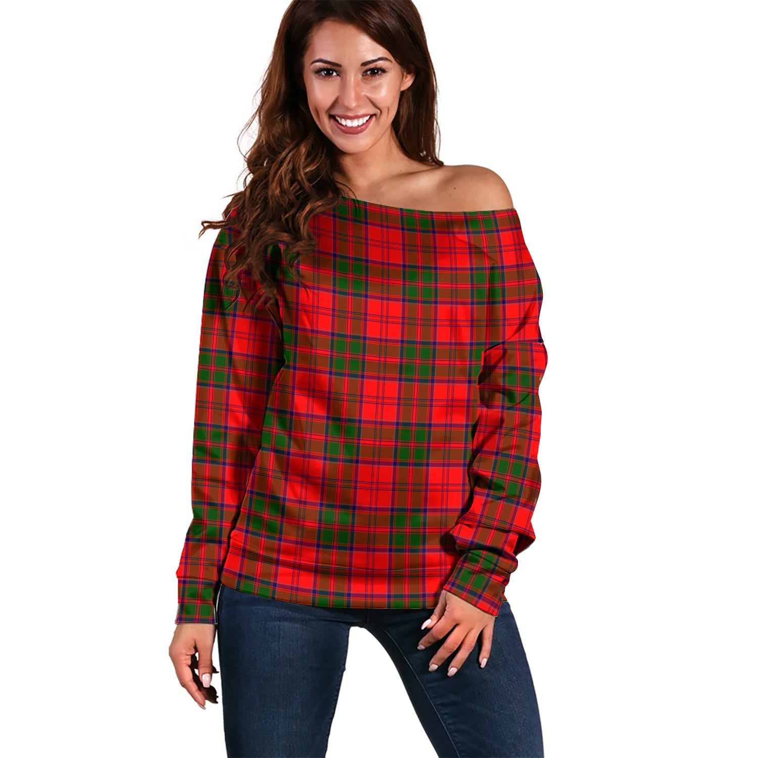 Heron Tartan Off Shoulder Women Sweater Women - Tartanvibesclothing