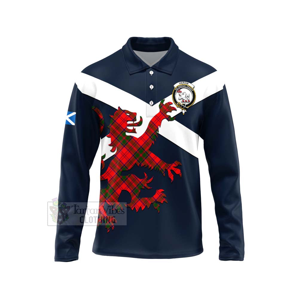 Tartan Vibes Clothing Heron Tartan Lion Rampant Long Sleeve Polo Shirt – Proudly Display Your Heritage with Alba Gu Brath and Clan Name