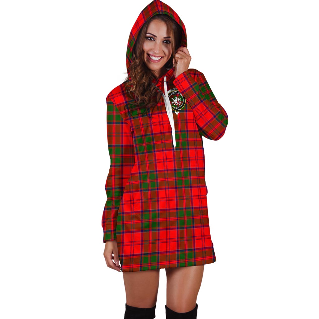 Heron Tartan Hoodie Dress with Family Crest - Tartanvibesclothing