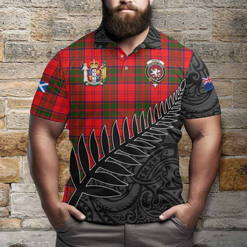 Heron Crest Tartan Polo Shirt with New Zealand Silver Fern Half Style