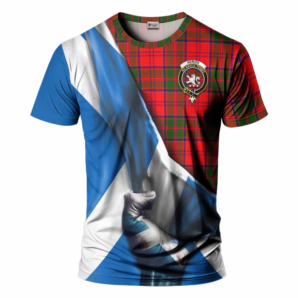 Tartan Vibes Clothing Heron Tartan T-Shirt with Family Crest Scotland Patriotic Style