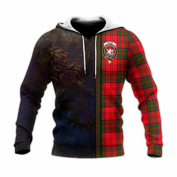 Heron Tartan Family Crest Knitted Hoodie Alba Gu Brath Be Brave Lion Ancient Style Unisex Knitted Pullover Hoodie - Tartan Vibes Clothing