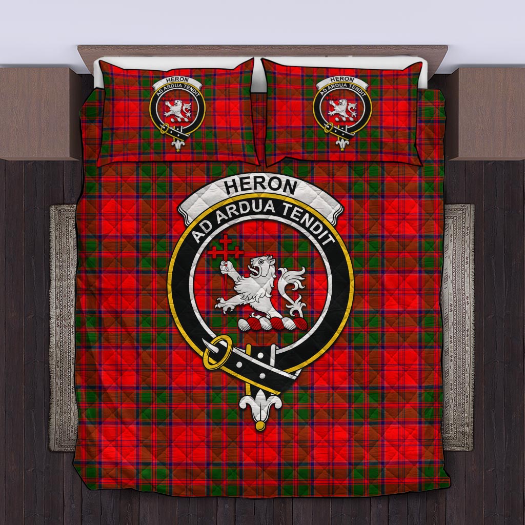 Heron Tartan Quilt Bed Set with Family Crest Twin - Tartanvibesclothing