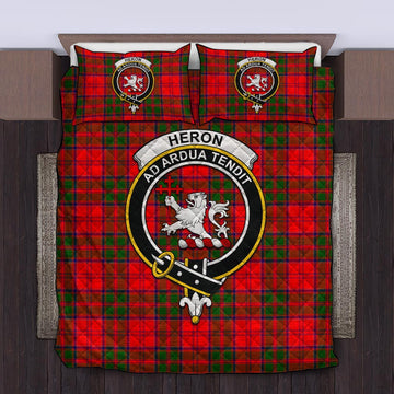 Heron Tartan Quilt Bed Set with Family Crest