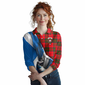 Heron Tartan Women's Casual Shirt with Family Crest Scotland Patriotic Style