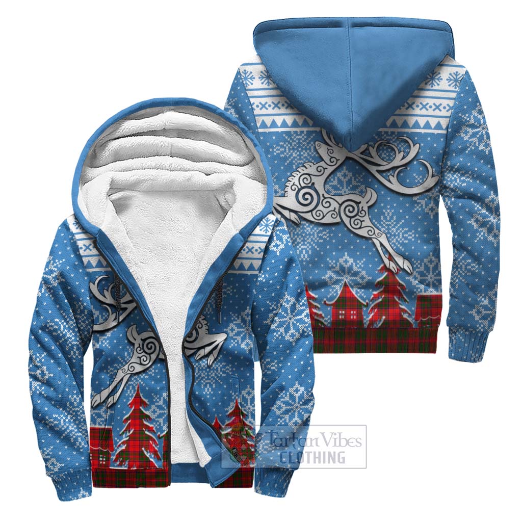 Tartan Vibes Clothing Heron Clan Christmas Sherpa Hoodie Celtic Reindeer Style