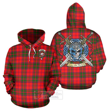 Heron Tartan Hoodie with Family Crest Celtic Skull Style