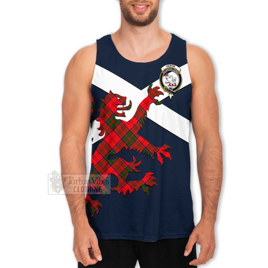 Tartan Vibes Clothing Heron Tartan Lion Rampant Men's Tank Top – Proudly Display Your Heritage with Alba Gu Brath and Clan Name