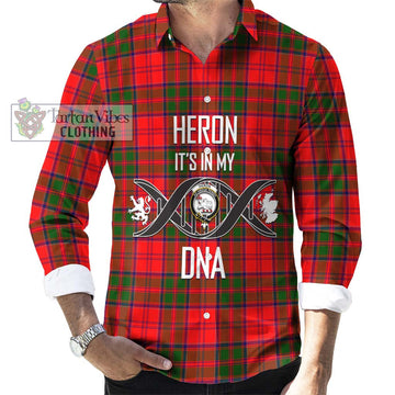 Heron Tartan Long Sleeve Button Shirt with Family Crest DNA In Me Style