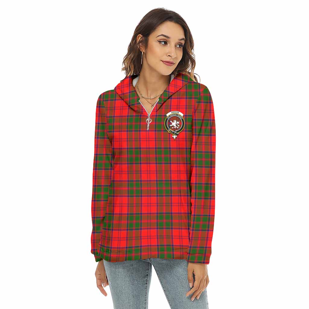 Tartan Vibes Clothing Heron Tartan Crest Women's Borg  Half Zip Fleece Hoodie