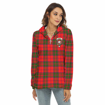 Heron Tartan Crest Women's Borg  Half Zip Fleece Hoodie