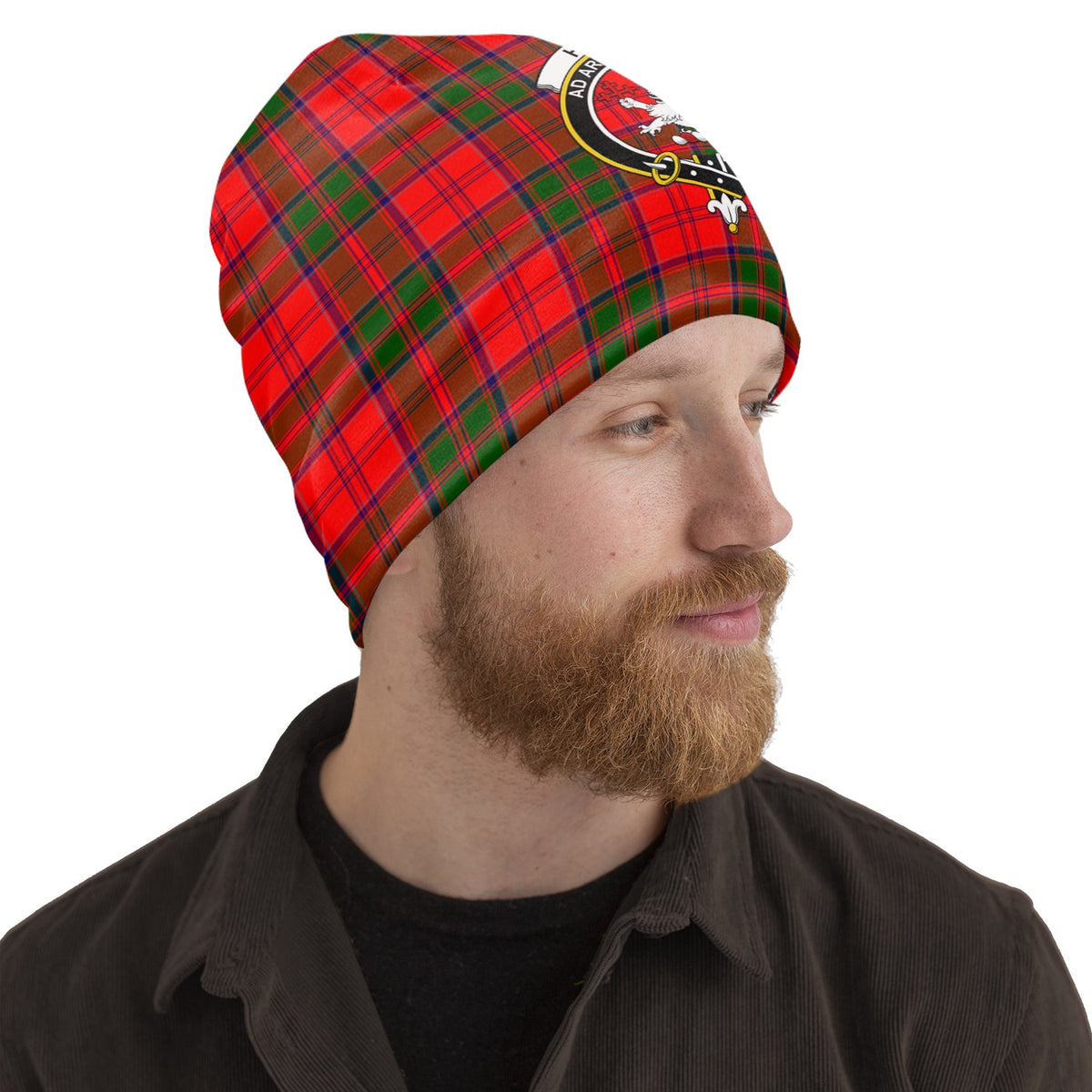 Heron Tartan Beanie Hat with Family Crest - Tartan Vibes Clothing