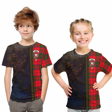 Heron Tartan Family Crest Kid T-Shirt Alba Gu Brath Be Brave Lion Ancient Style Youth XL Size14 - Tartan Vibes Clothing