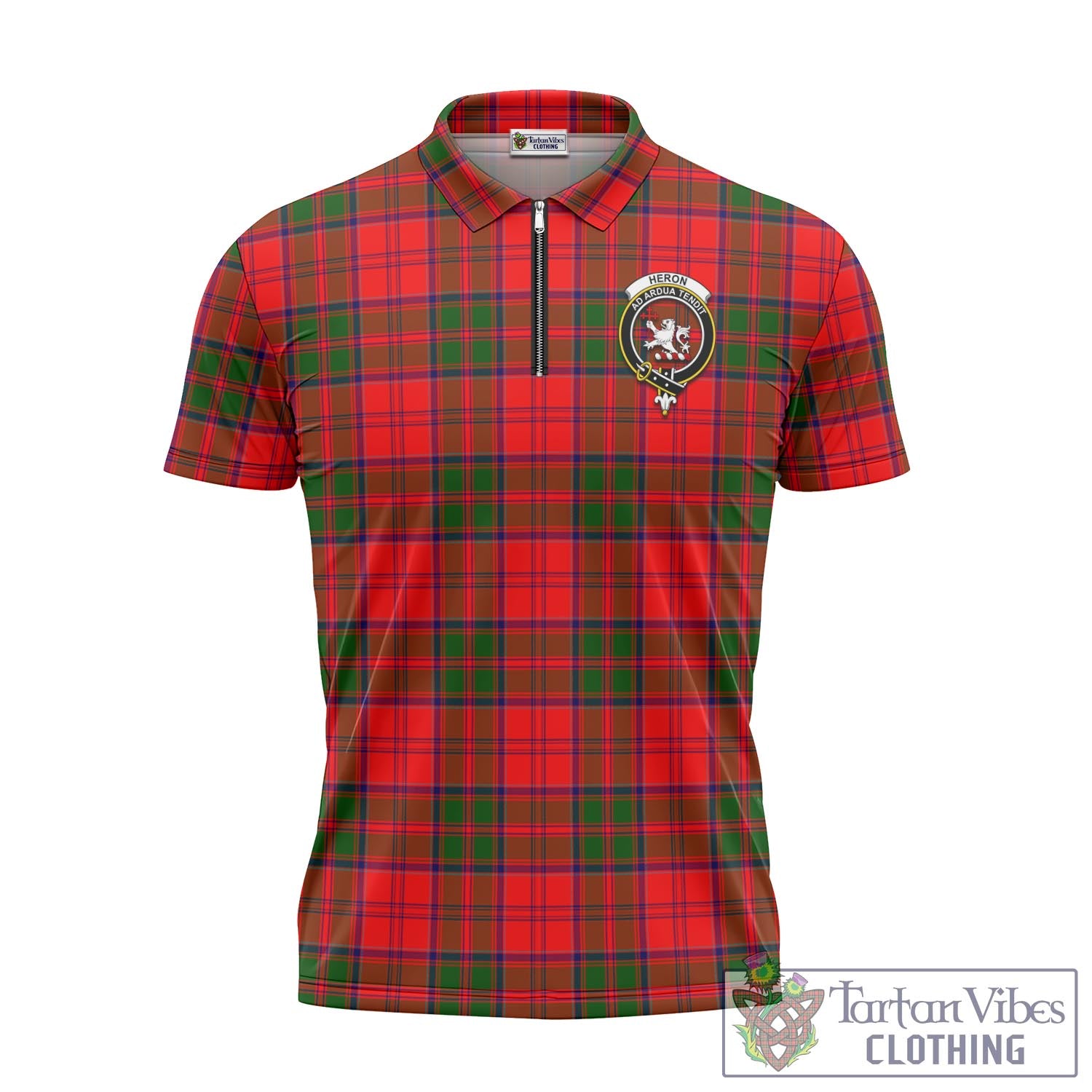 Tartan Vibes Clothing Heron Tartan Zipper Polo Shirt with Family Crest