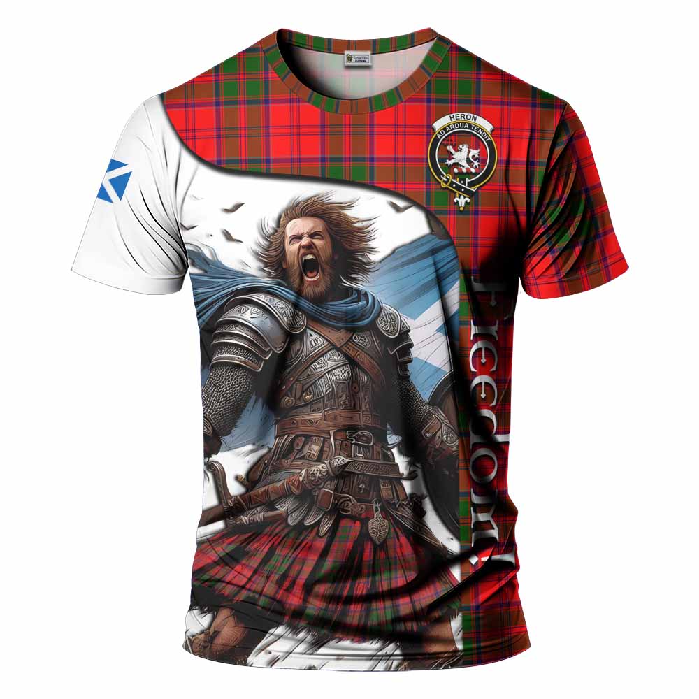 Heron Crest Tartan T-Shirt Inspired by the Freedom of Scottish Warrior