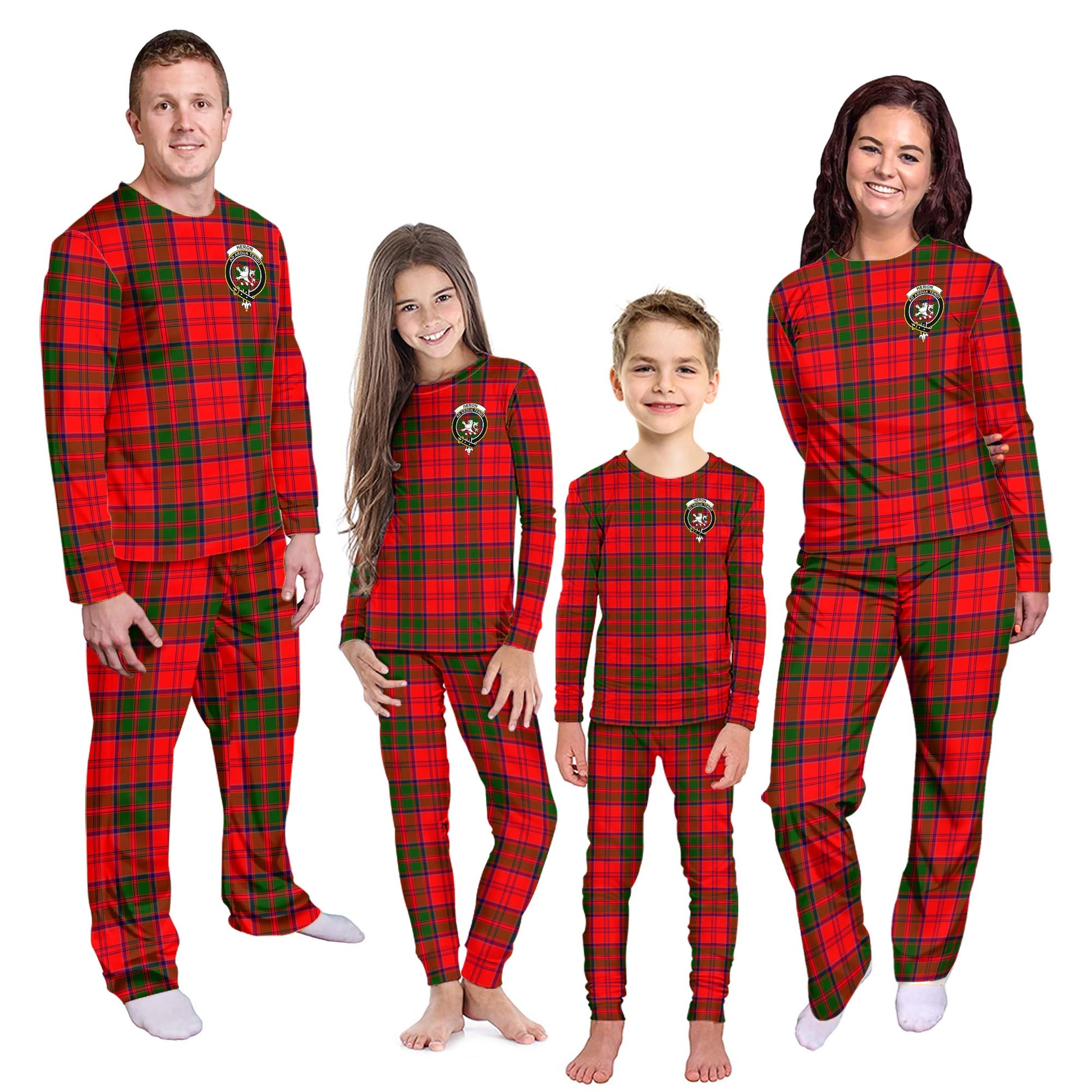 Heron Tartan Pajamas Family Set with Family Crest - Tartanvibesclothing