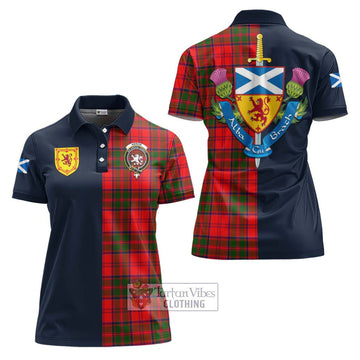 Heron Tartan Women's Polo Shirt Alba with Scottish Lion Royal Arm Half Style