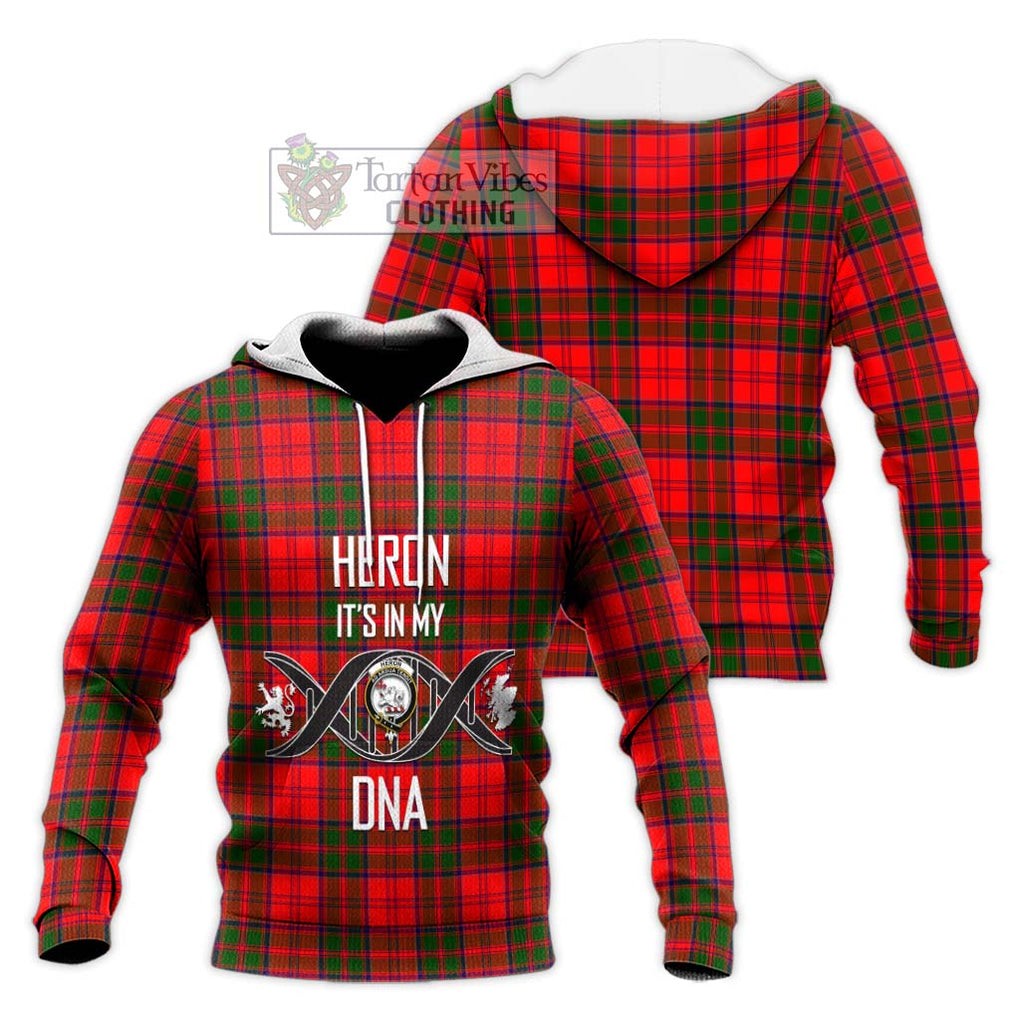 Heron Tartan Knitted Hoodie with Family Crest DNA In Me Style Unisex Knitted Pullover Hoodie - Tartanvibesclothing Shop