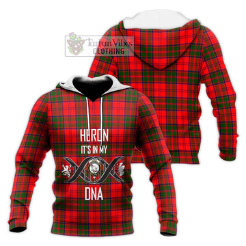 Heron Tartan Knitted Hoodie with Family Crest DNA In Me Style