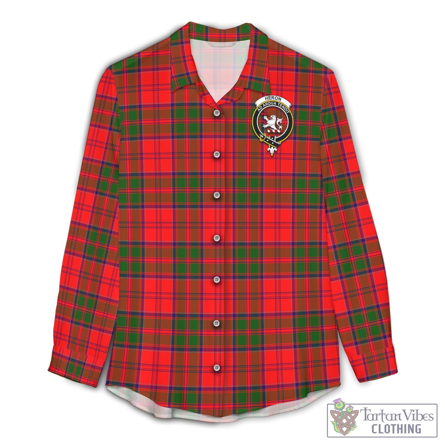 Tartan Vibes Clothing Heron Tartan Womens Casual Shirt with Family Crest