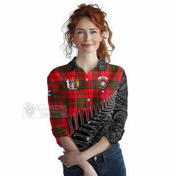 Heron Crest Tartan Women's Casual Shirt with New Zealand Silver Fern Half Style