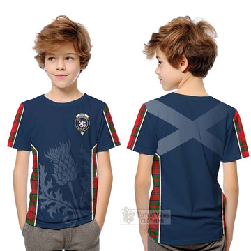 Heron Tartan Kid T-Shirt with Family Crest and Scottish Thistle Vibes Sport Style