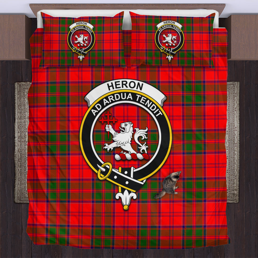 Heron Tartan Bedding Set with Family Crest US Bedding Set - Tartan Vibes Clothing