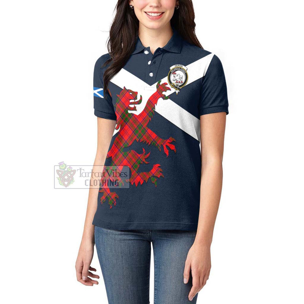 Tartan Vibes Clothing Heron Tartan Lion Rampant Women's Polo Shirt – Proudly Display Your Heritage with Alba Gu Brath and Clan Name