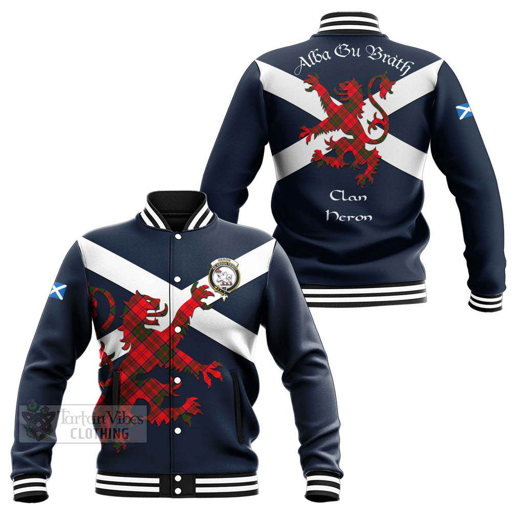 Tartan Vibes Clothing Heron Tartan Lion Rampant Baseball Jacket – Proudly Display Your Heritage with Alba Gu Brath and Clan Name