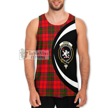 Heron Tartan Men's Tank Top with Family Crest Circle Style