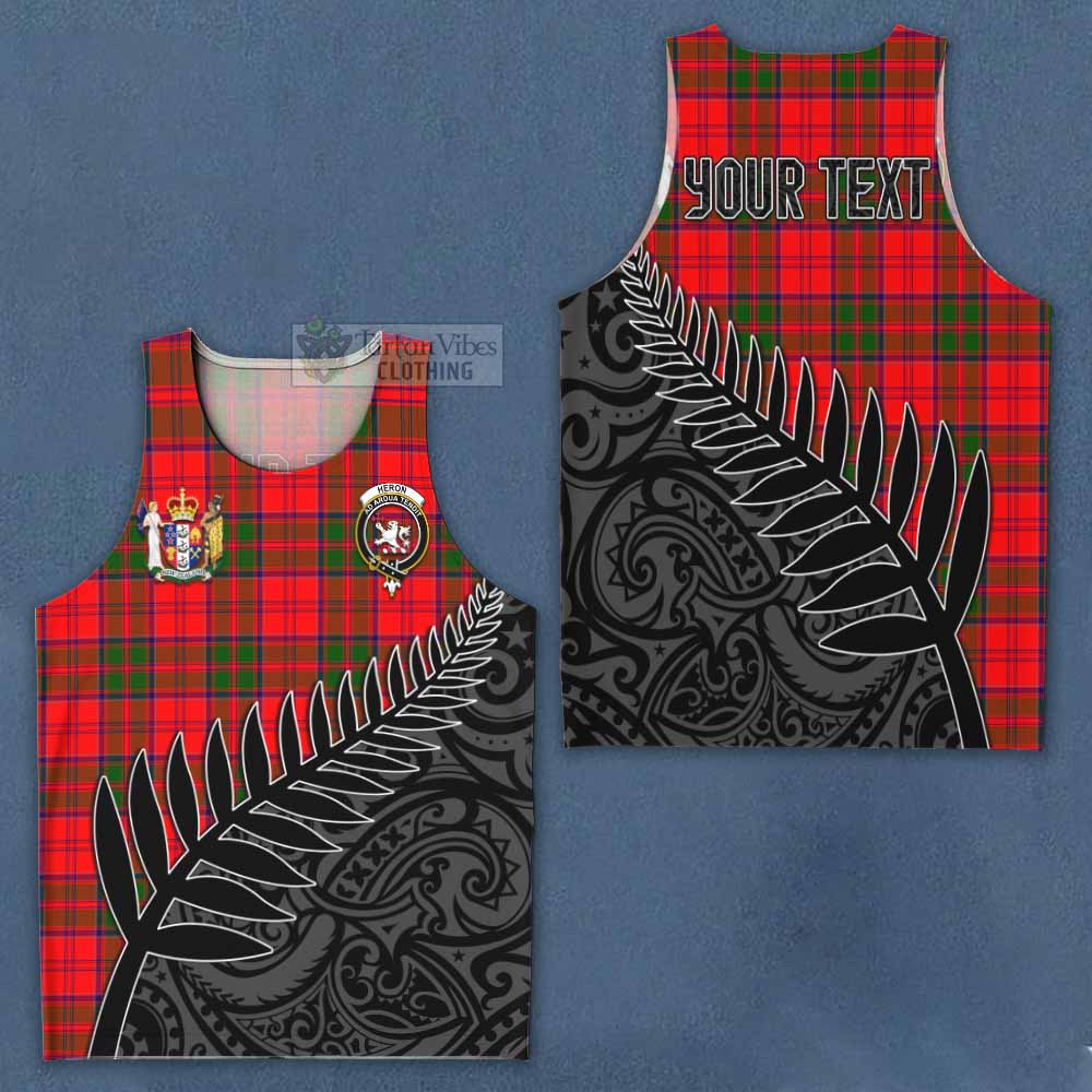 Tartan Vibes Clothing Heron Crest Tartan Men's Tank Top with New Zealand Silver Fern Half Style