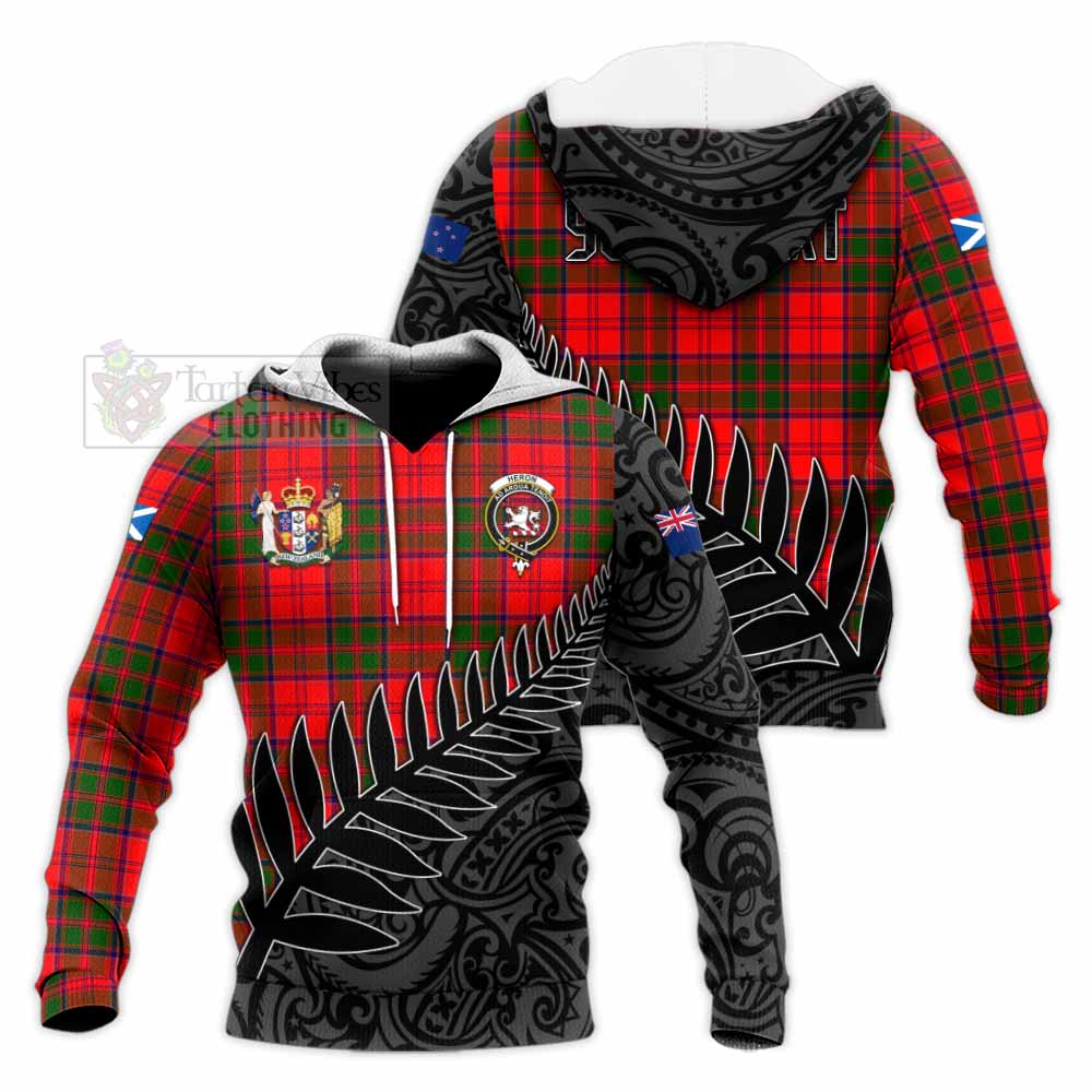 Tartan Vibes Clothing Heron Crest Tartan Knitted Hoodie with New Zealand Silver Fern Half Style