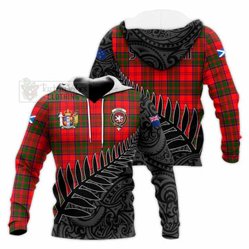 Heron Crest Tartan Knitted Hoodie with New Zealand Silver Fern Half Style