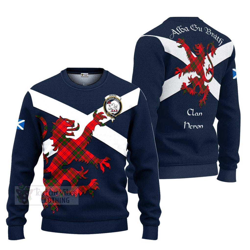 Tartan Vibes Clothing Heron Tartan Lion Rampant Knitted Sweater – Proudly Display Your Heritage with Alba Gu Brath and Clan Name