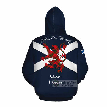 Heron Tartan Lion Rampant Cotton Hoodie Proudly Display Your Heritage with Alba Gu Brath and Clan Name