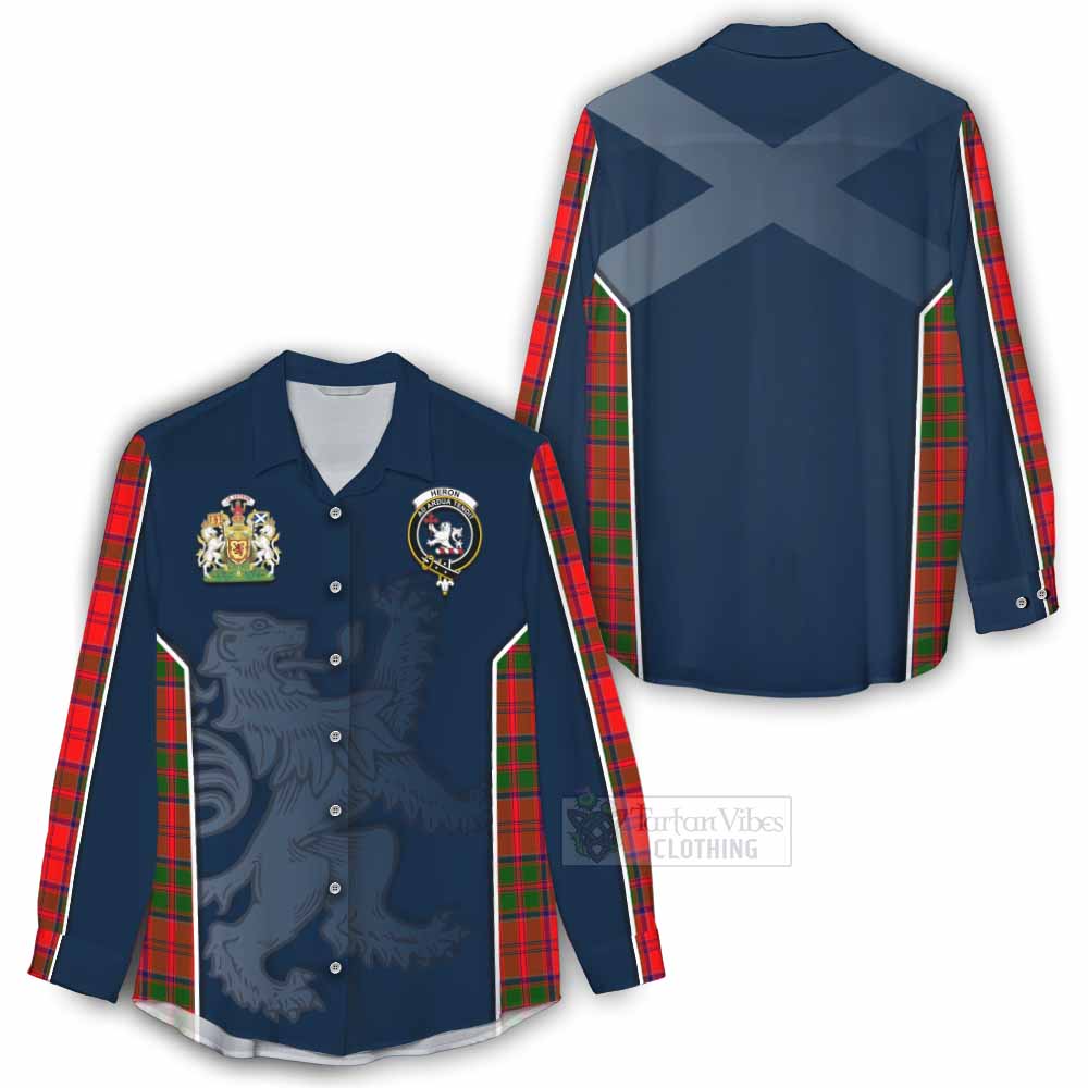 Tartan Vibes Clothing Heron Tartan Women's Casual Shirt with Family Crest and Lion Rampant Vibes Sport Style