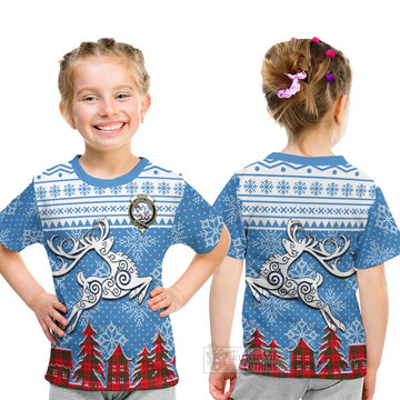 Heron Clan Christmas Kid T-Shirt Celtic Reindeer Style