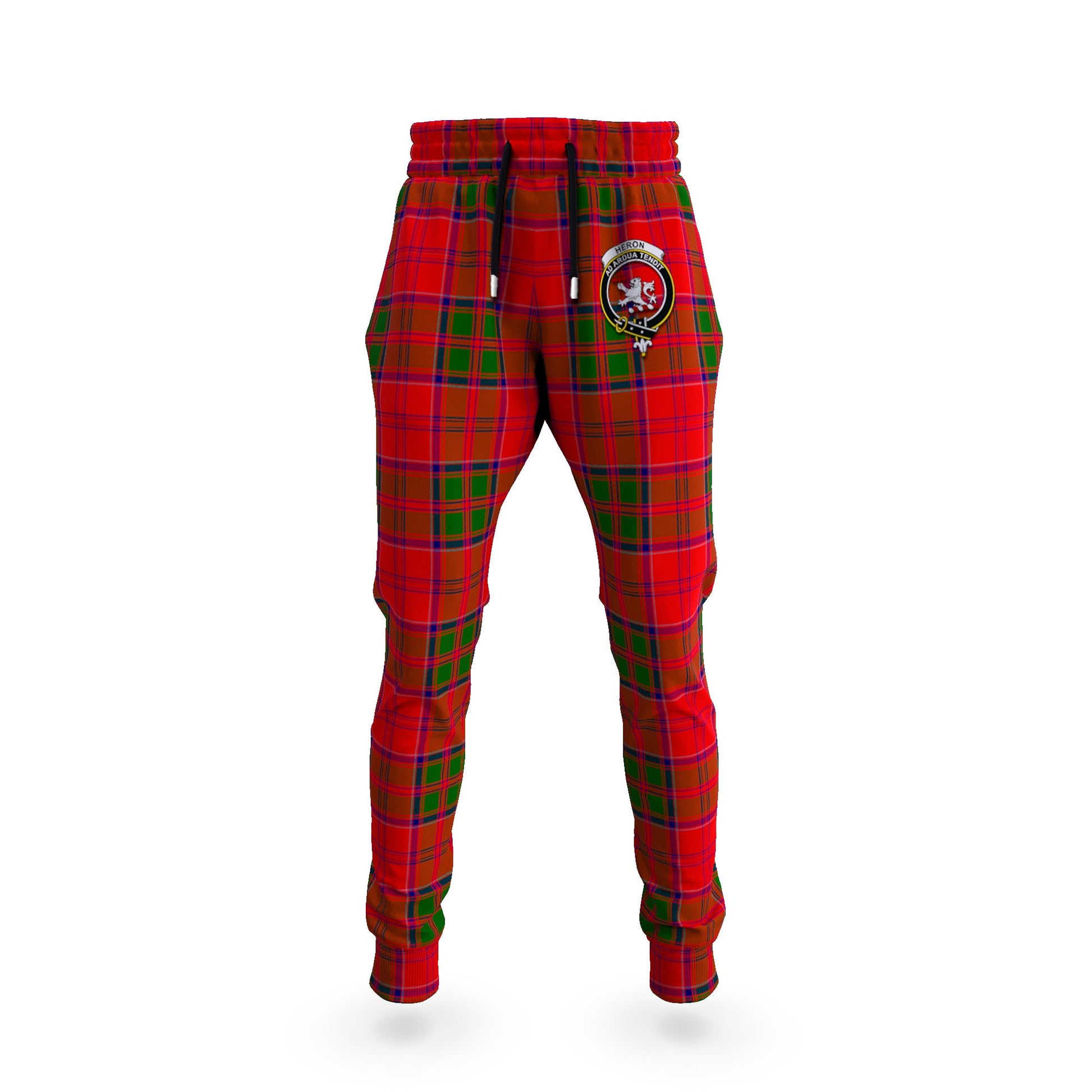 Heron Tartan Joggers Pants with Family Crest - Tartanvibesclothing