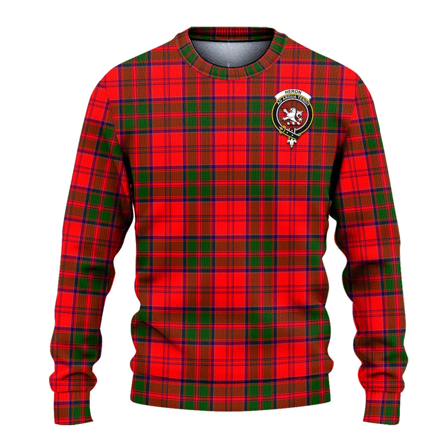 Heron Tartan Knitted Sweater with Family Crest - Tartanvibesclothing