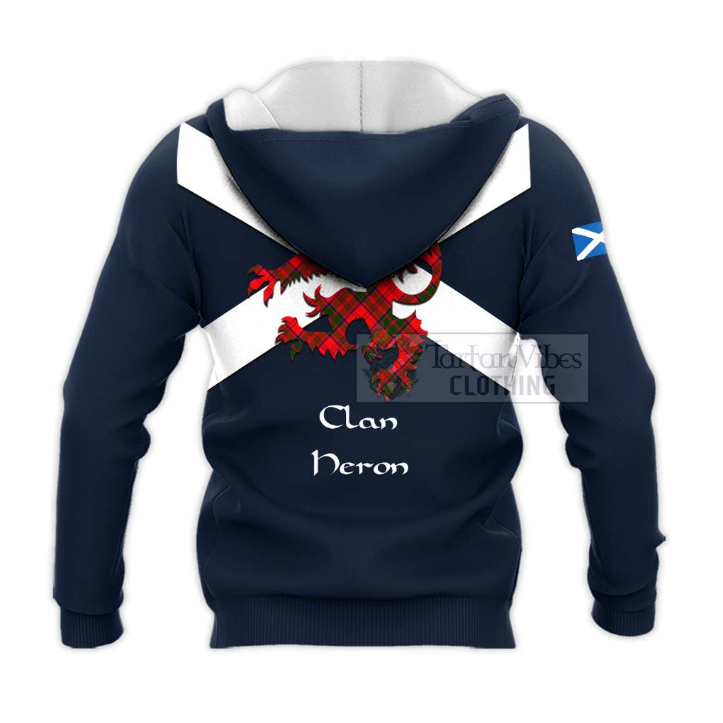 Tartan Vibes Clothing Heron Tartan Lion Rampant Knitted Hoodie – Proudly Display Your Heritage with Alba Gu Brath and Clan Name