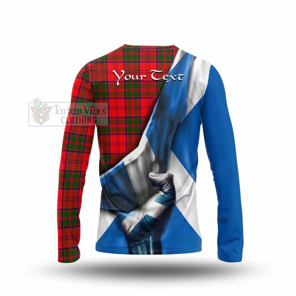 Tartan Vibes Clothing Heron Tartan Long Sleeve T-Shirt with Family Crest Scotland Patriotic Style