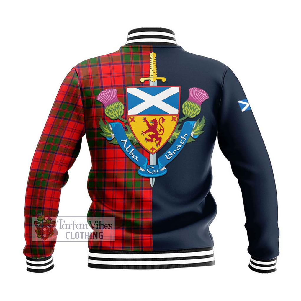 Tartan Vibes Clothing Heron Tartan Baseball Jacket with Scottish Lion Royal Arm Half Style