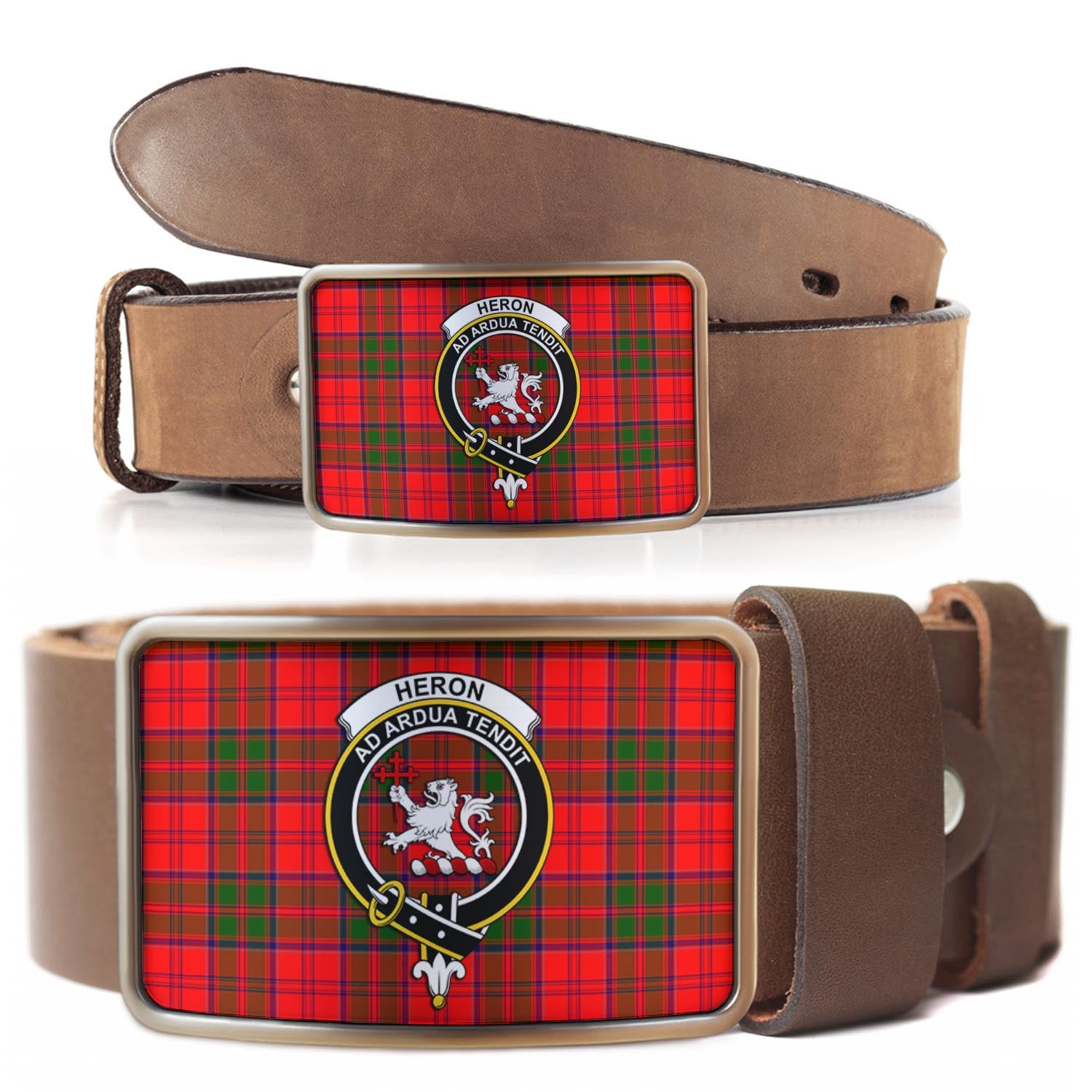 Heron Tartan Belt Buckles with Family Crest - Tartanvibesclothing