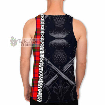 Heron Tartan Men's Tank Top with Family Crest Cross Sword Thistle Celtic Vibes - Tartan Vibes Clothing