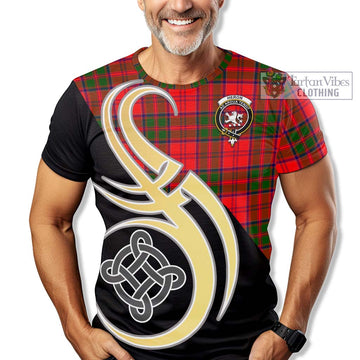 Heron Tartan T-Shirt with Family Crest and Celtic Symbol Style
