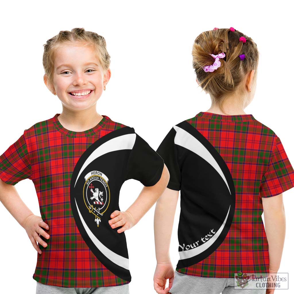 Heron Tartan Kid T-Shirt with Family Crest Circle Style - Tartan Vibes Clothing