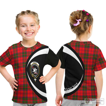 Heron Tartan Kid T-Shirt with Family Crest Circle Style