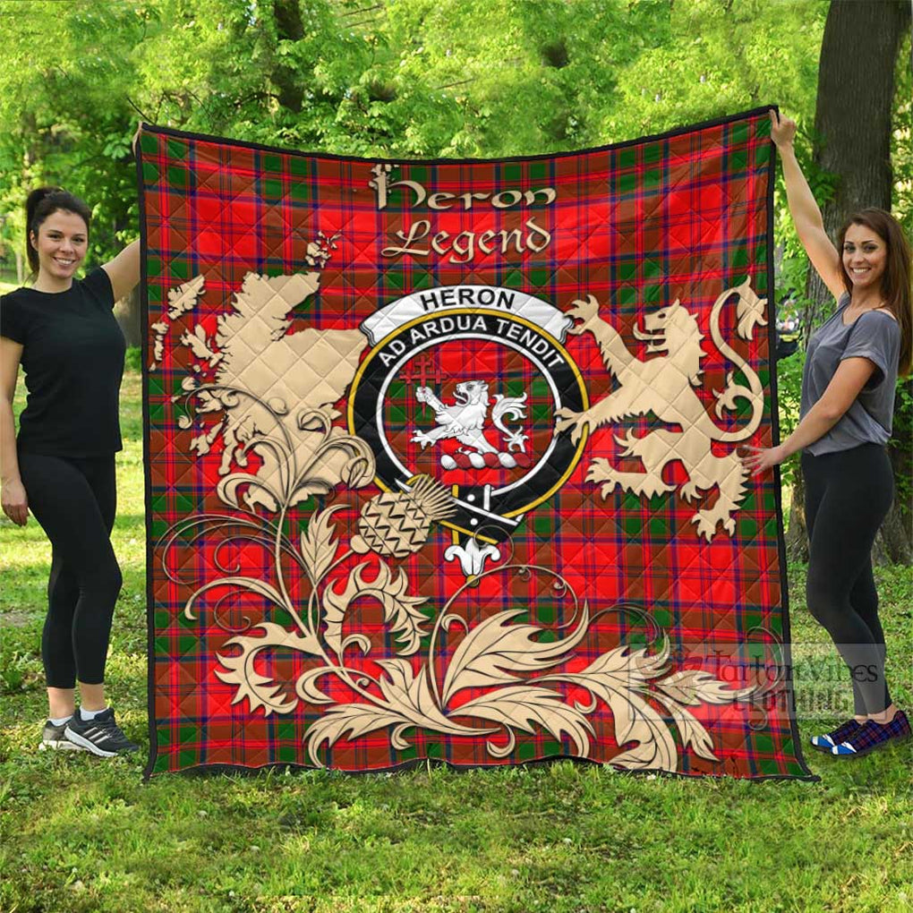 Tartan Vibes Clothing Heron Tartan Quilt with Family Crest and Scottish Symbol Style